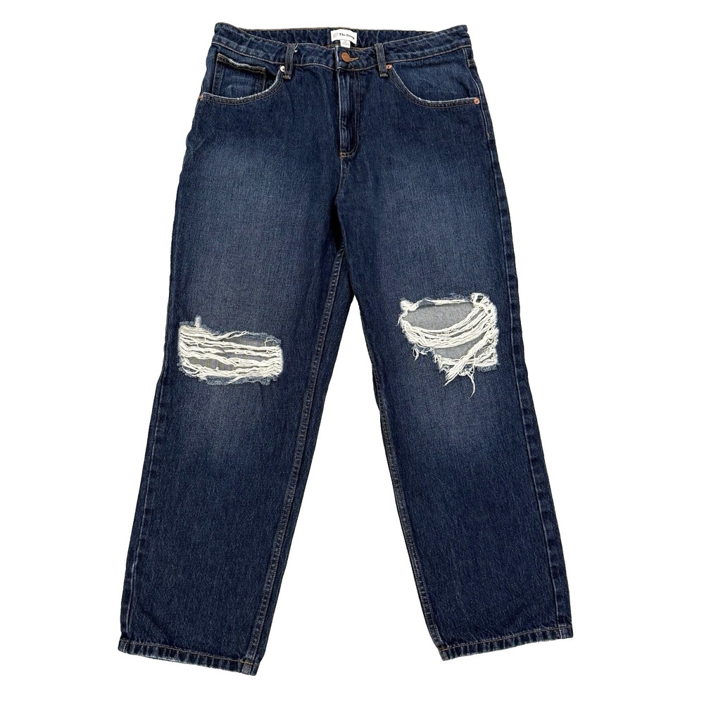 The Drop High Waist Mom Denim Jeans Women 30 10 Luca Dark Wash Distressed Ripped